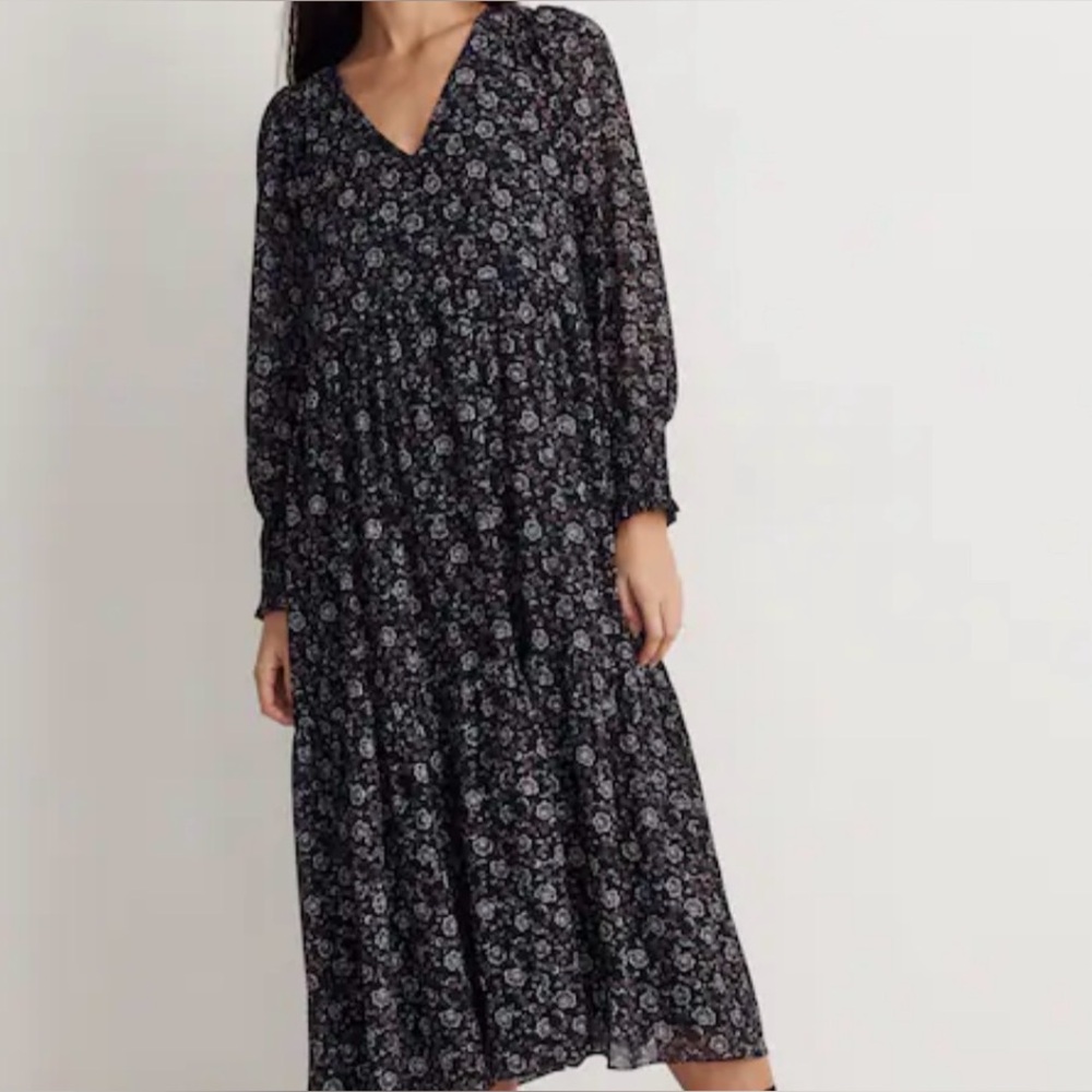 Madewell Blue Floral Long Sleeve Maxi Dress Size XS